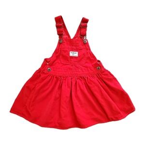 Osh Kosh B'gosh Girls Overalls Dress Red Size 4T Corduroy Cute Toddler Patriotic